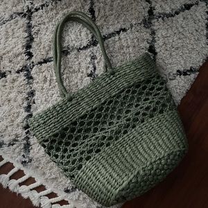 Target green woven beach bag